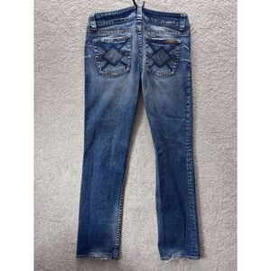 Silver Jeans Zoria Womens 31x34 Straight Leg Distressed Embellished Pockets